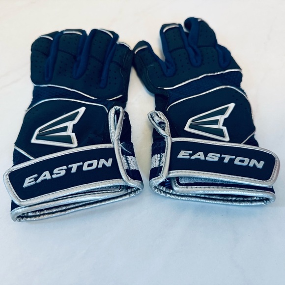EASTON Walk Off Dark Blue Batting Glove with Silver Trim - Picture 2 of 7